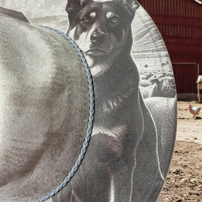 Sheepdog Spirit - Engraved Kelpie Wide Brim Hat, Vegan Suede Fedora Hat, Laser Engraved, Cowboy Hat, Burned Fedora, Kelpie Design