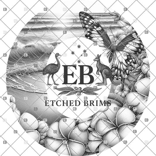 Butterfly and Frangipanis, Hat Burning Design, Digital Download PNG, Beach Hat Burning Template, Hat Laser Engraving Stencil, EB1190