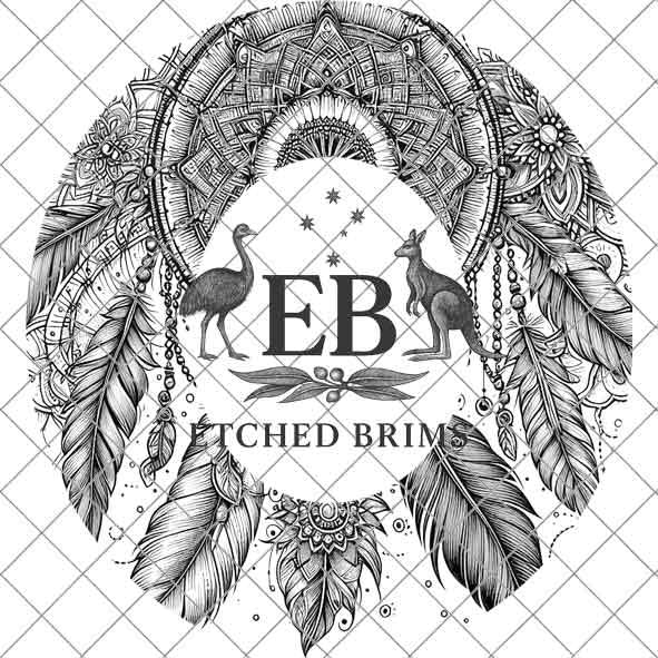 Mystic Dreamcatcher, boho feather laser engraved hat design digital download,western, festival, and rustic style hat Wide brim hat file EB20