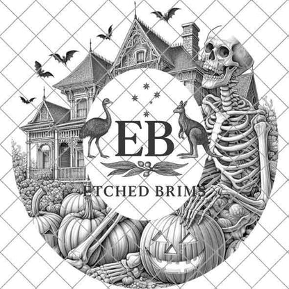Halloween Hat Template, Skeleton Hat Burning Design, Spooky Season, PNG, Hat Burning Stencil, Hat Burning Design, Engraving Pattern, EB469