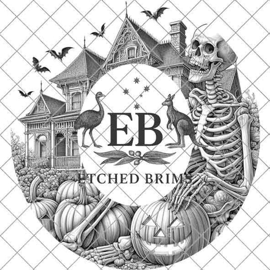 Halloween Hat Template, Skeleton Hat Burning Design, Spooky Season, PNG, Hat Burning Stencil, Hat Burning Design, Engraving Pattern, EB469