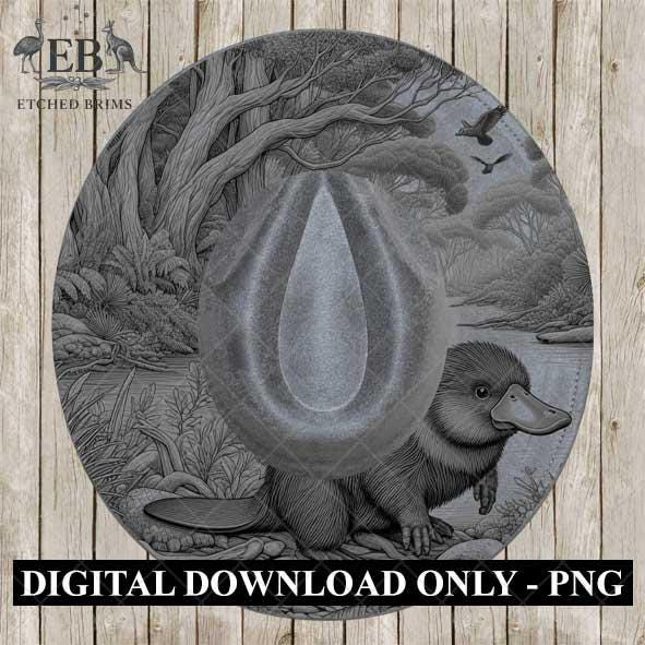 Hat Burning Design, Australian Native Platypus, Wide Brim Hat Design, Hat Burning Template, Hat Burning Stencil, Laser File, PNG File, EB482