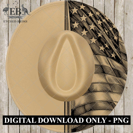 American Flag, Hat Burning Design, Hand Burning Stencil, PDF & PNG, Hat Burning Template, Laser Engraving Design, EB719