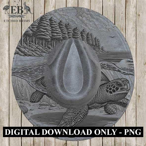 Turtle 1 Hat File, Hat Burning Design, Digital Download PNG, Hat Burning Template, Hat Laser Engraving Design, Turtle Design, Hat File EB343