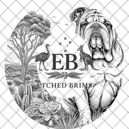Bulldog Hat Engraving Template - PNG for Laser Hat Burning, Western Brim Design, Farm Dog Outline, Digital File for Hat Brim Burning – EB383