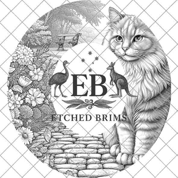 Cat Flowers 10, Laser Hat Burning Design, Digital Download PNG Hat Burning Template Hat Laser Engraving Design Wide Brim Hat Laser File EB88