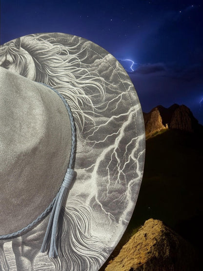 Wild Horse Storm Hat Burning Design, Western Laser Engraving Template for Wide Brim Fedora, EB949