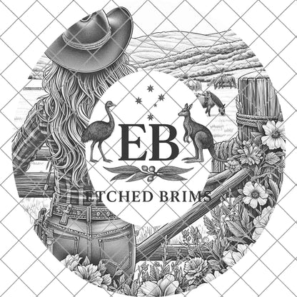 Cowgirl Flowers Hat Burning Design, Western Laser Engraving Template for Wide Brim Fedora, EB713