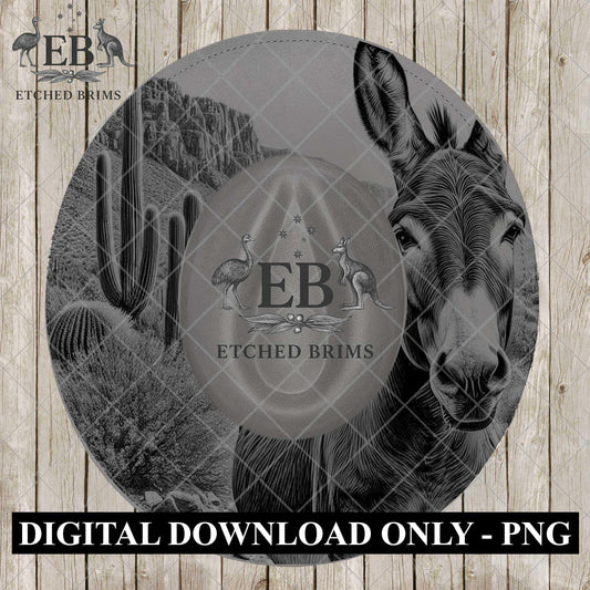 Mule Western Hat Burning Design | Wide Brim Hat Engraving Stencil, Cowboy Hat Laser Design, EB1200