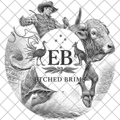Bull Rider 3 Rodeo, Laser Hat Burning Design, Digital Download PNG Hat Burning Template, Hat Laser Engraving Design Wide Brim Hat File EB124