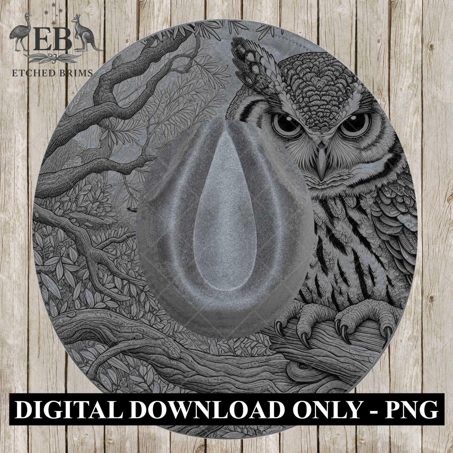 Owl 3 Laser Hat Burning Design, Digital Download PNG, Hat Burning Template, Hat Laser Engraving Design, Wide Brim Hat Laser File, EB627
