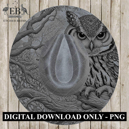 Owl 3 Laser Hat Burning Design, Digital Download PNG, Hat Burning Template, Hat Laser Engraving Design, Wide Brim Hat Laser File, EB627
