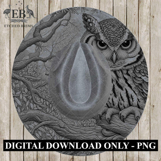 Owl 3 Laser Hat Burning Design, Digital Download PNG, Hat Burning Template, Hat Laser Engraving Design, Wide Brim Hat Laser File, EB627