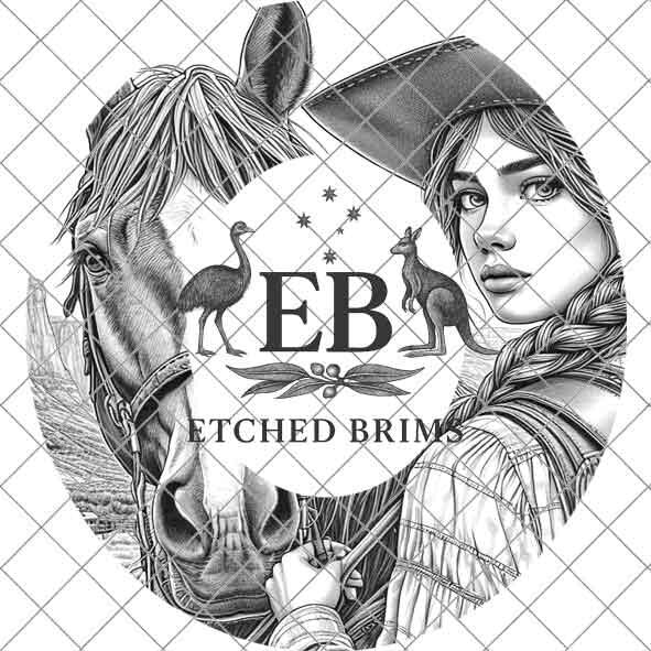 Cowgirl Horse 3 Hat Burning Design, Digital Download PNG, PDF, Hat Burning Template, Hat Laser Engraving Design, Printable Stencil, EB537