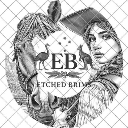 Cowgirl Horse 3 Hat Burning Design, Digital Download PNG, PDF, Hat Burning Template, Hat Laser Engraving Design, Printable Stencil, EB537