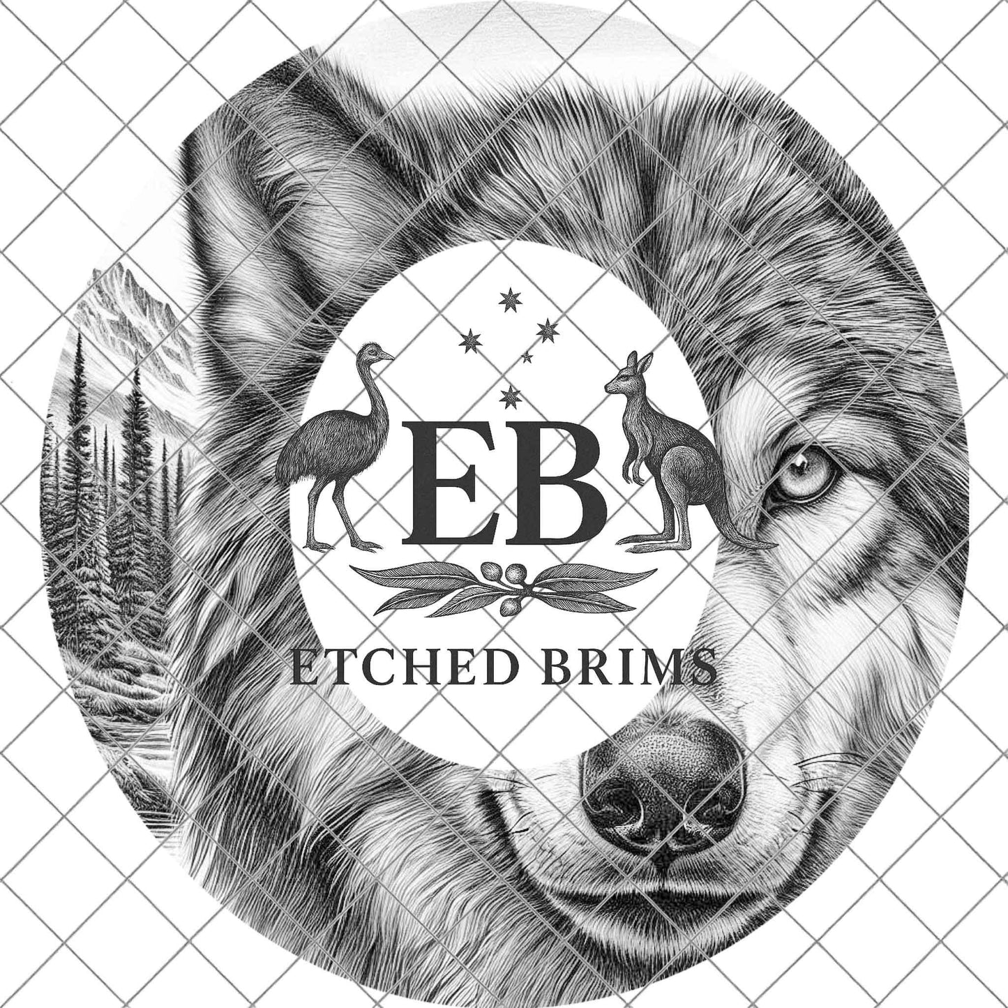 Wolf Hat Engraving Template, Wide Brim Hat Pattern, Templates Hat Burning Design, PNG, EB800