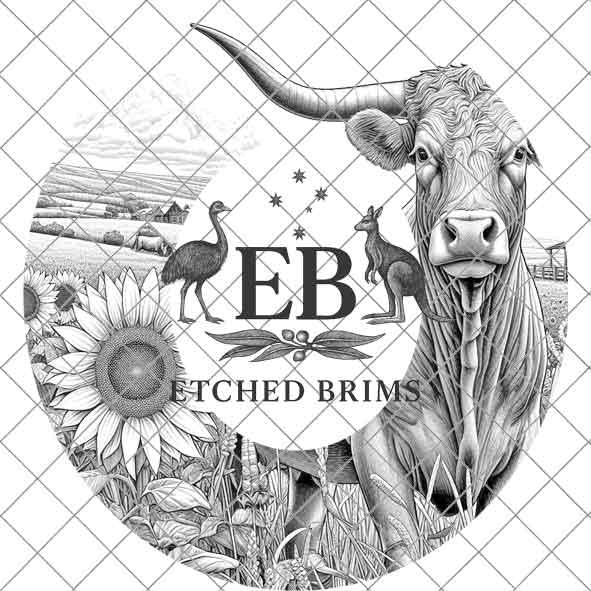 Longhorn #13 Laser Hat Burning Design, Digital Download PNG, Hat Burning Template, Hat Laser Engraving Design, Wide Brim Hat Laser File EB61