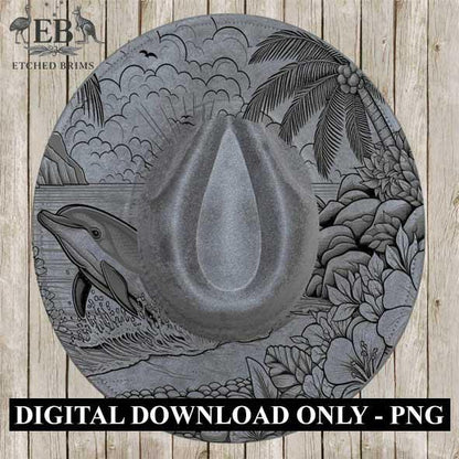 Dolphin 4 Laser Hat Burning Design, Digital Download PNG, Hat Burning Template, Hat Laser Engraving Design, Wide Brim Hat Laser File EB120