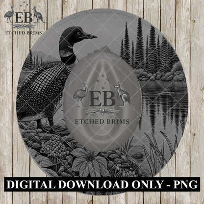 Loon Bird, Hat Burning Design, Wildlife Lake Scene, Hat Stencil, Hat Laser Engraving Design, Bird Design, EB1208