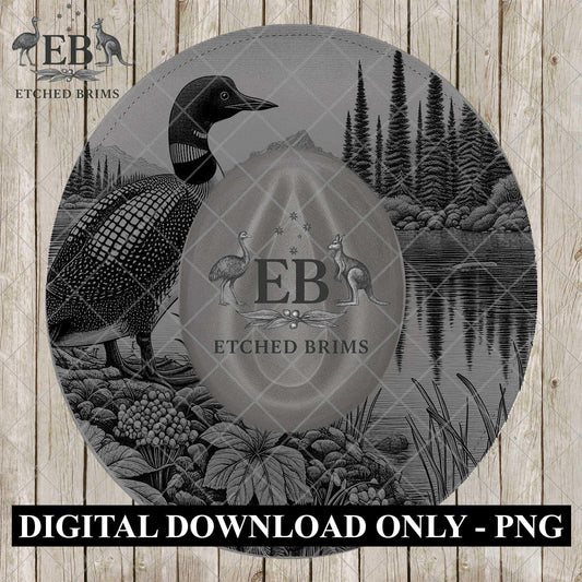 Loon Bird, Hat Burning Design, Wildlife Lake Scene, Hat Stencil, Hat Laser Engraving Design, Bird Design, EB1208