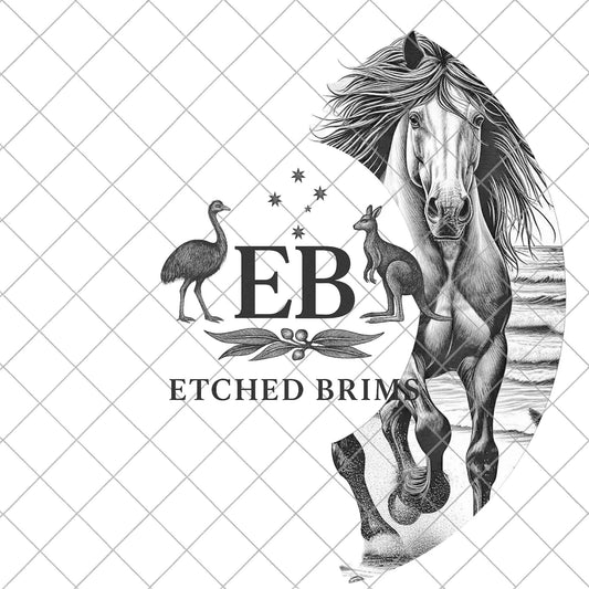 Running Horse Half Hat Burning Design, Laser Engraving Template, Wide Brim Hat Stencil, SVG, and PNG, EB1013