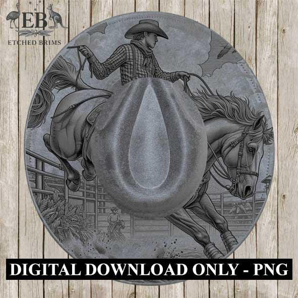 Bronco Rider 3 Rodeo, Laser Hat Burning Design, Digital Download PNG Hat Burning Template, Hat Laser Engraving Design , Horse Hat File EB127
