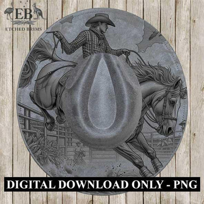 Bronco Rider 3 Rodeo, Laser Hat Burning Design, Digital Download PNG Hat Burning Template, Hat Laser Engraving Design , Horse Hat File EB127