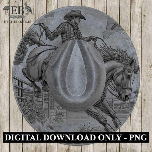 Bronco Rider 3 Rodeo, Laser Hat Burning Design, Digital Download PNG Hat Burning Template, Hat Laser Engraving Design , Horse Hat File EB127