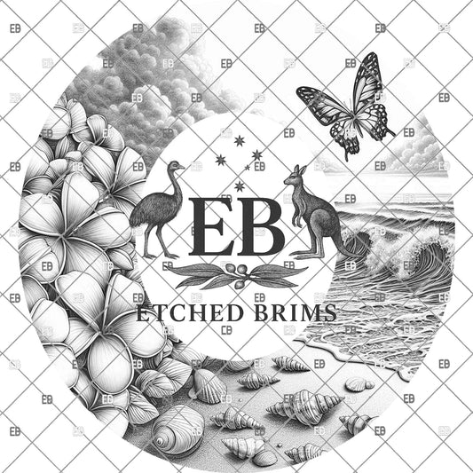 Tropical Frangipani Butterfly Hat Template, Coastal Cowgirl Hat Engraving File, Wide Brim Laser Burn Design, Western Hat Pattern, EB1192