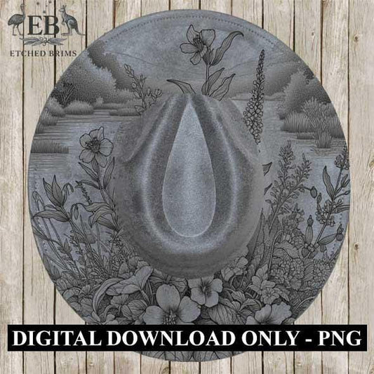 Wildflowers 1 Hat File, Laser Hat Burning Design, Digital Download PNG, Hat Burning Template, Hat Laser Engraving Design, Hat File EB79