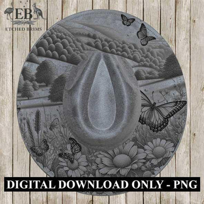 Meadow Flowers 4 Hat File, Hat Burning Design, Digital Download PNG, Hat Burning Template, Hat Laser Engraving Design, BOHO, Hat File EB295