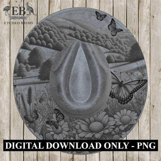 Meadow Flowers 4 Hat File, Hat Burning Design, Digital Download PNG, Hat Burning Template, Hat Laser Engraving Design, BOHO, Hat File EB295