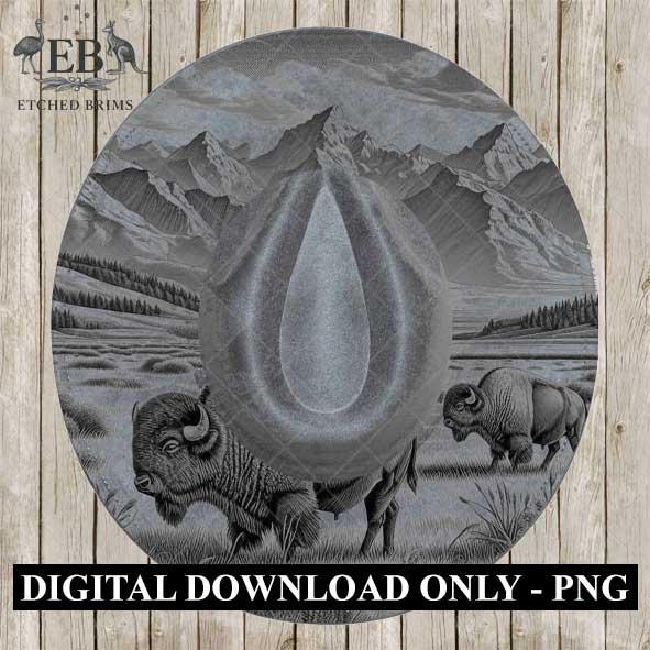 Buffalo Safari 2, Hat Burning Design, Digital Download PNG & PDF, Hat Burning Templates, Laser Engraving Design, Hat Burning Stencils, EB502
