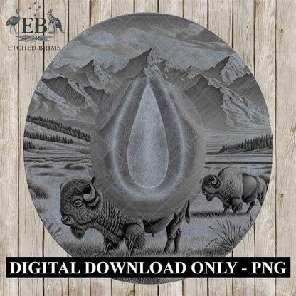 Buffalo Safari 2, Hat Burning Design, Digital Download PNG & PDF, Hat Burning Templates, Laser Engraving Design, Hat Burning Stencils, EB502