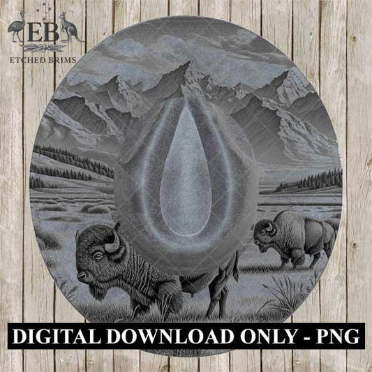 Buffalo Safari 2, Hat Burning Design, Digital Download PNG & PDF, Hat Burning Templates, Laser Engraving Design, Hat Burning Stencils, EB502