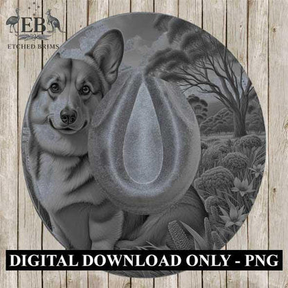 Corgi Hat Engraving Template - PNG for Laser Hat Burning, Western Brim Design, Farm Dog Outline, Digital File for Hat Brim Burning – EB395