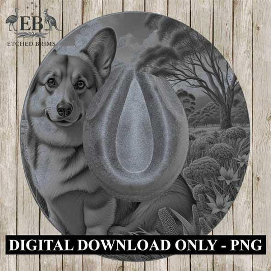 Corgi Hat Engraving Template - PNG for Laser Hat Burning, Western Brim Design, Farm Dog Outline, Digital File for Hat Brim Burning – EB395
