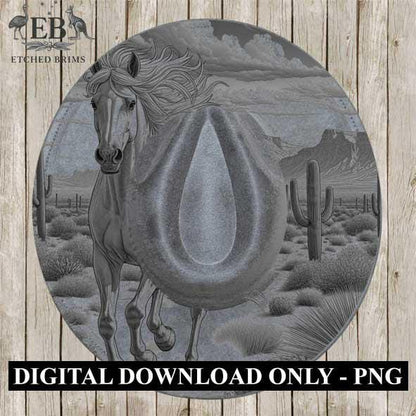 Hat Burning Design, Desert Horse 1, Digital Download PNG, Hat Stencil, Hat Burning Template, Hat Laser Engraving Design, Hat File, EB347