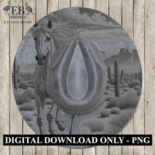 Hat Burning Design, Desert Horse 1, Digital Download PNG, Hat Stencil, Hat Burning Template, Hat Laser Engraving Design, Hat File, EB347