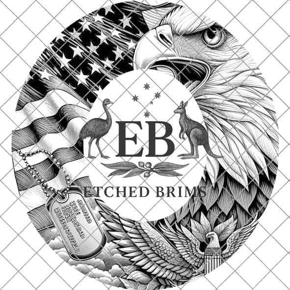 American Eagle and Flag, Hat Burning Design, Hand Burning Stencil included, PDF & PNG, Hat Burning Template, Laser Engraving Design, EB540A