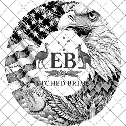 American Eagle and Flag, Hat Burning Design, Hand Burning Stencil included, PDF & PNG, Hat Burning Template, Laser Engraving Design, EB540A