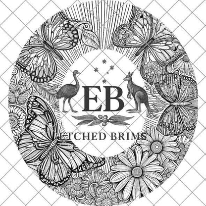 Butterflies 4 Hat File, Laser Hat Burning Design, Digital Download PNG, Hat Burning Template, Hat Laser Engraving Design, Hat File EB83