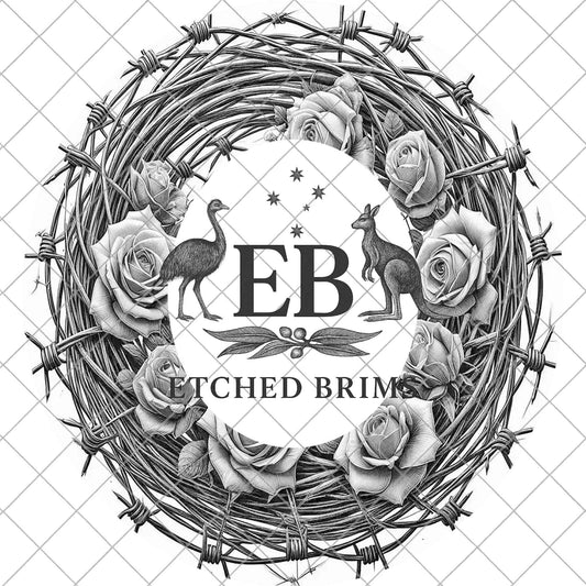 Barb Wire and Roses, Hat Engraving, Western Floral Laser Burning Template (Digital Download PNG), EB1102