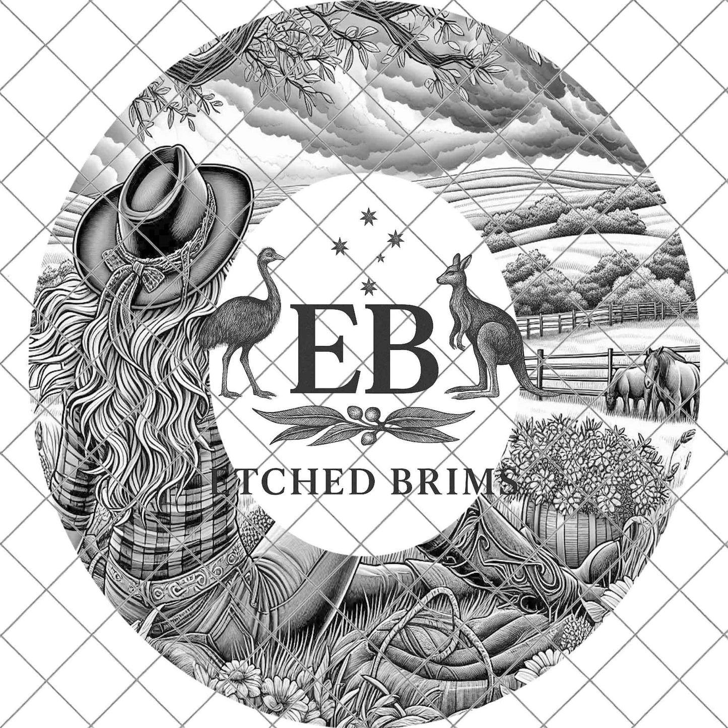 Cowgirl & Horses, Hat Burning Design, Digital Download PNG, Hat Burning Template, Hat Laser Engraving Design, Printable Stencil, EB756