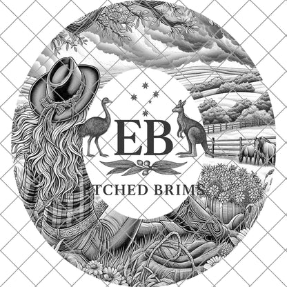 Cowgirl & Horses, Hat Burning Design, Digital Download PNG, Hat Burning Template, Hat Laser Engraving Design, Printable Stencil, EB756