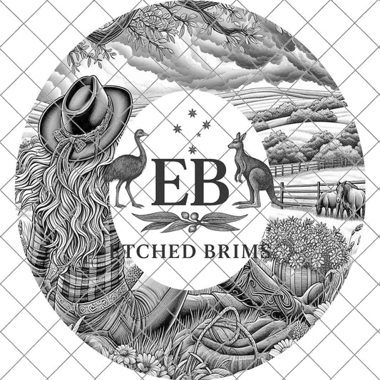 Cowgirl & Horses, Hat Burning Design, Digital Download PNG, Hat Burning Template, Hat Laser Engraving Design, Printable Stencil, EB756