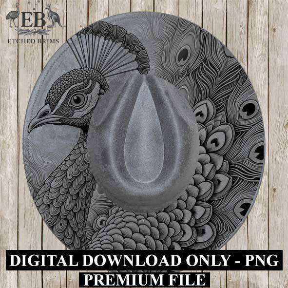 Peacock 4 Hat File, Hat Burning Design, Digital Download PNG, Hat Burning Template, Hat Laser Engraving Design, Bird Design, Hat File EB340