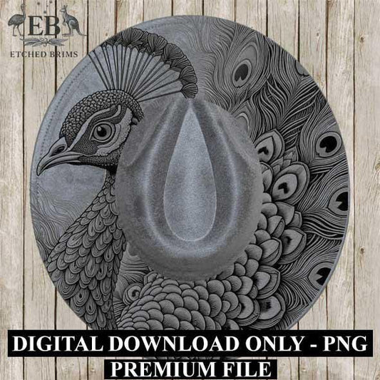 Peacock 4 Hat File, Hat Burning Design, Digital Download PNG, Hat Burning Template, Hat Laser Engraving Design, Bird Design, Hat File EB340