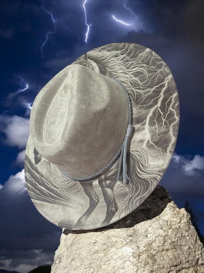 Wild Horse Storm Hat Burning Design, Western Laser Engraving Template for Wide Brim Fedora, EB949