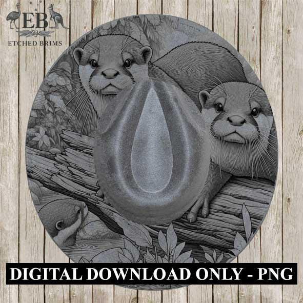 Otters 6 Hat File, Hat Burning Design, Digital Download PNG, Hat Burning Template, Hat Laser Engraving Design, Otter Design, Hat File EB325